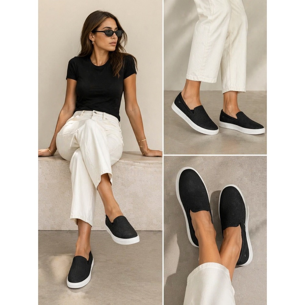 Vivaia Black Knit Slip On Sneakers Womens Sustainable Loafers‎ Size US 7